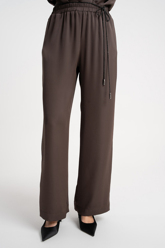 spodnie materiałowe damskie Spodnie Lexie Satin Brown