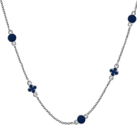 srebrne naszyjniki Srebrny naszyjnik choker z wisiorkami granatowa emalia