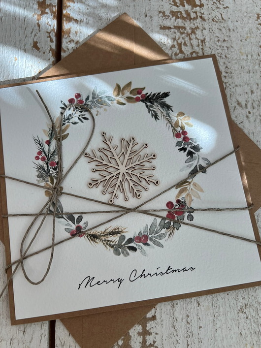 kartki świąteczne Stylowa ręcznie robiona kartka świąteczna Merry Christmas card