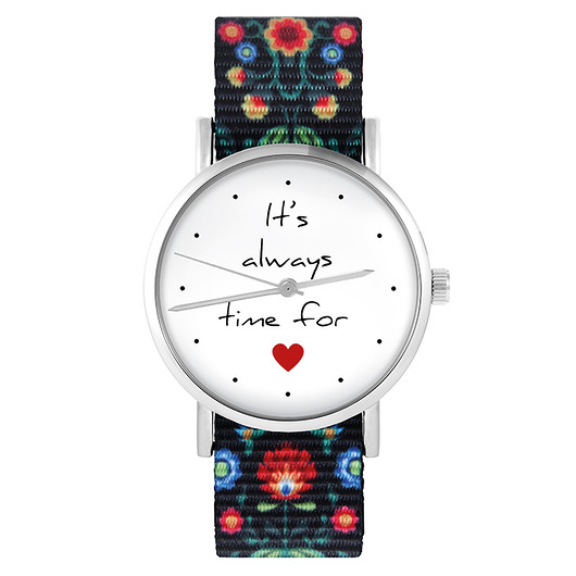 zegarki damskie Zegarek - Love time - folk czarny, nato