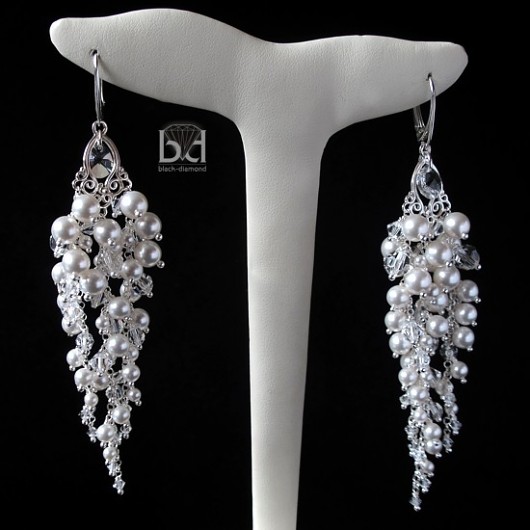 Bogate Grona kryształ Swarovski z perłami Black Diamond