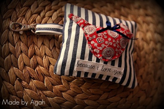 Brelok &quot;Because I love you&quot; z ptaszkiem made by agah