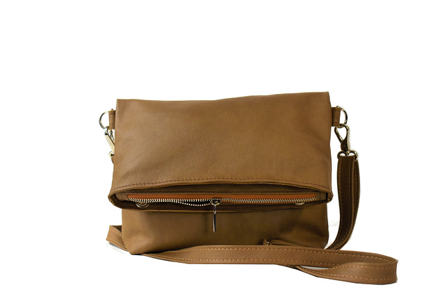 torby na ramię Promocja! Skórzana torebka Donaldówka-brązowy