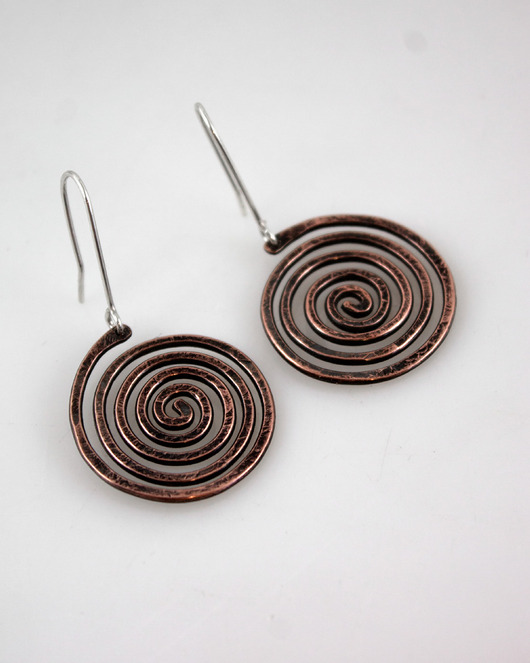 kolczyki z miedzi Spiralne - miedziane kolczyki lub klipsy