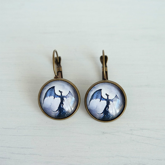 kolczyki szklane Kolczyki - Smok cienia 2 - brąz