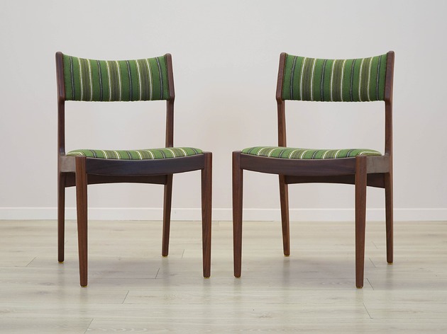 krzesła Komplet dwóch krzeseł tekowych, duński design, lata 70, produkcja: Dania