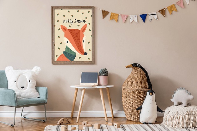obrazy i plakaty do pokoju dziecięcego Plakat personalizowany Lisek