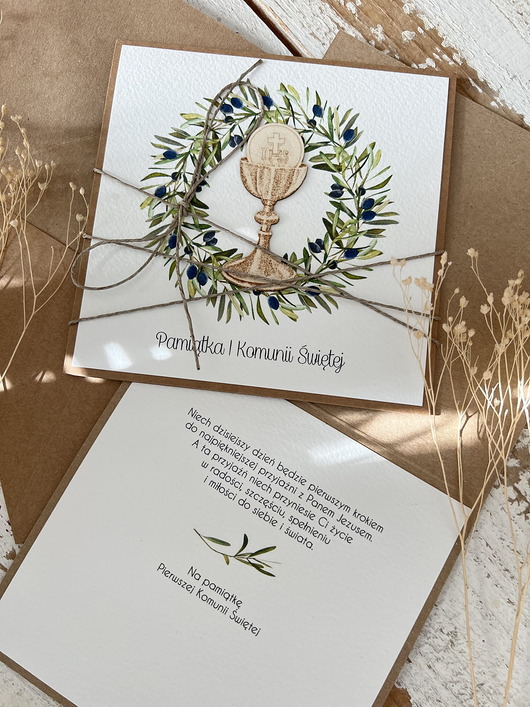 kartki na komunię Oryginalna pamiątka kartka komunijna - Pierwsza Komunia Święta