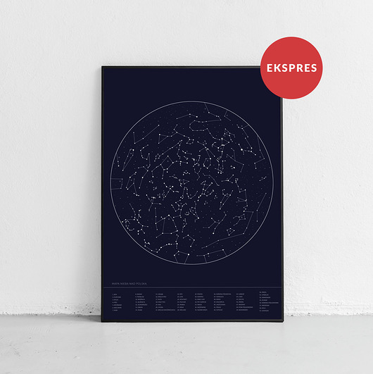 Plakat EKSPRES - Mapa Nieba - Konstelacje gwiazd PLAKATY GEOMETRYCZNE