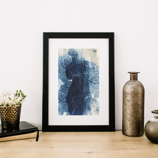 plakaty Plakat Autorska Cyjanotypia na Bawełnie