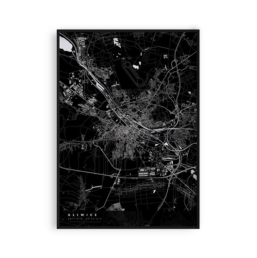 plakaty Mapa Gliwic,  Plakat Gliwice,  Mapy miast