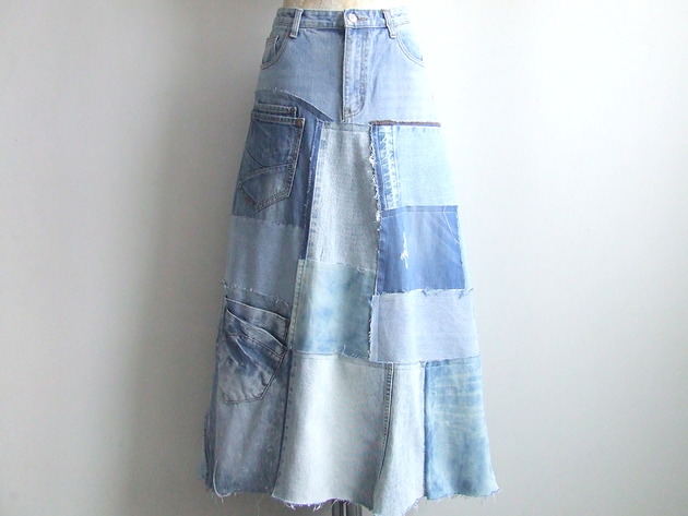 spódnice maxi Patchworkowa spódnica jeans r.42