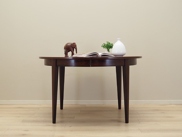 stoły Stół okrągły palisandrowy, duński design, lata 70, producent: Omann Jun