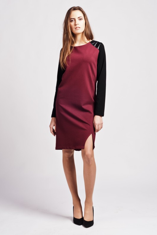 Dress with contrasting sleeves  / suk108 Lanti