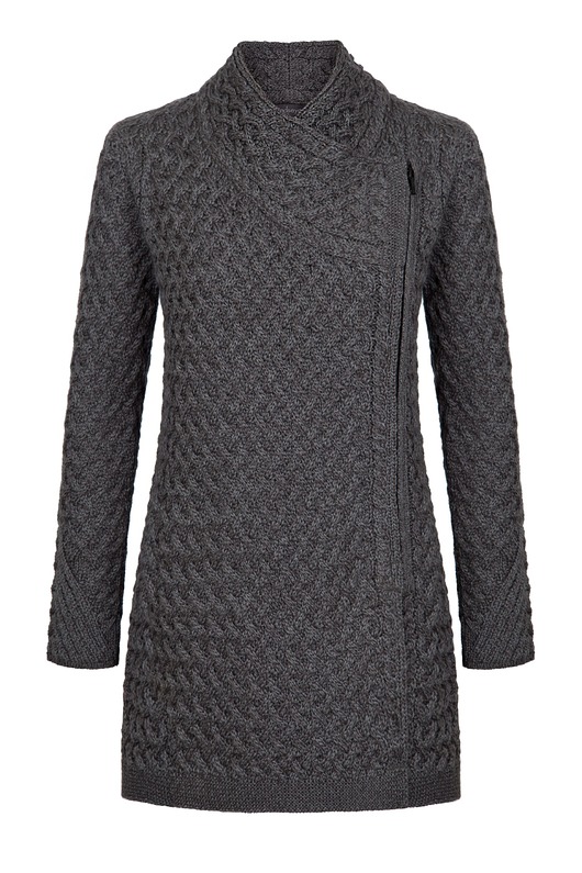 piękny szary sweter z irlandzkiej wełny merino IrelandsEye
