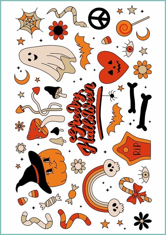 tatuaże zmywalne, tymczasowe Tatuaż tymczasowy "RETRO ZESTWA NA HALLOWEEN"