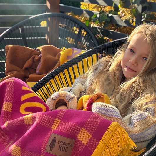 koce i narzuty Mały człowiek koc różowo- żółty , koc xs