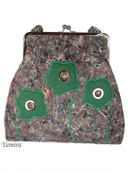 XL filz & flower in green yamira