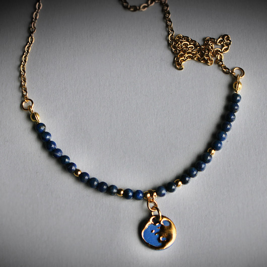 wisiory BLUE MOON/Lapis lazuli i stal chirurgiczna /UNIKAT