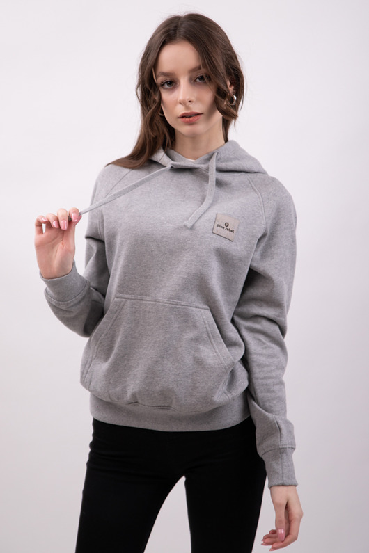 bluza z kapturem damska Bluza szara bawełna organiczna GOTS