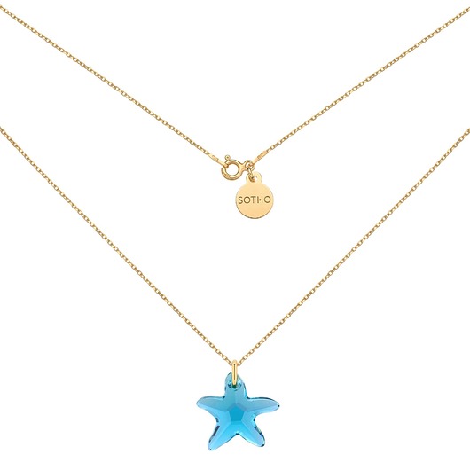 złote naszyjniki Złoty naszyjnik z rozgwiazdą SWAROVSKI CRYSTAL