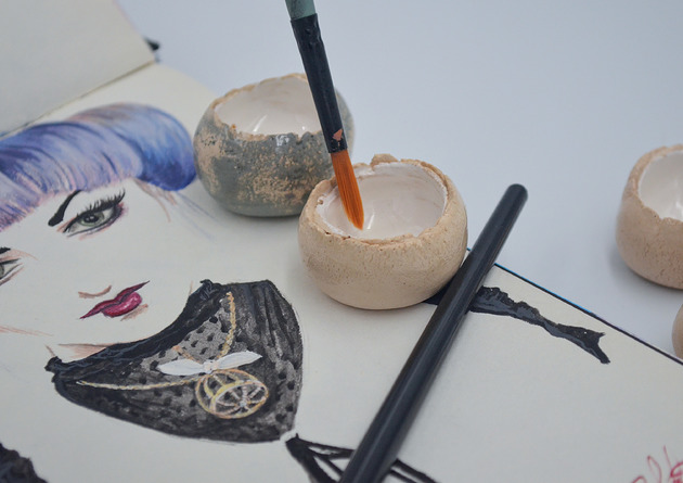 akcesoria różne Ceramiczne naczynia na farbę. Komplet 5 szt, prezent dla artysty