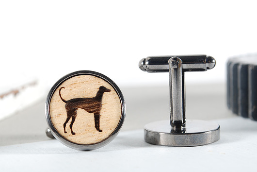 GREYHOUND- drewniane spinki mankietowe w pudełku MOODFORWOOD Studio