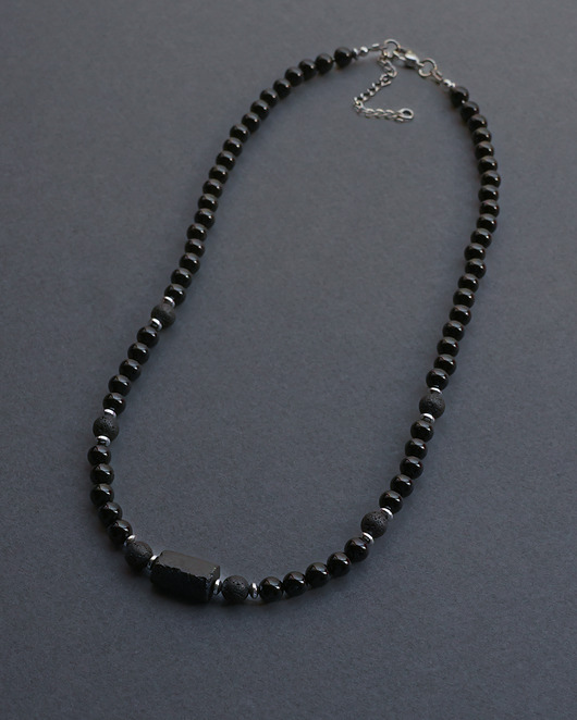 biżuteria męska Męski naszyjnik ochronny onyks i turmalin