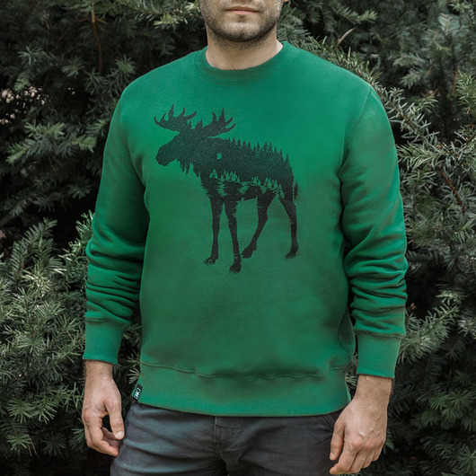 Bluza męska bez kaptura crewneck ŁOŚ zielona Szwendam sie
