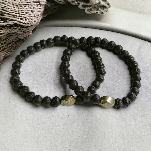 bransoletki z kamieni naturalnych Komplet dla pary : PIRYT & LAWA : na gumce