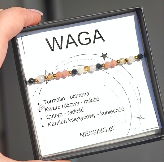 bransoletki z kamieni naturalnych WAGA bransoletka zodiakalna na gumce