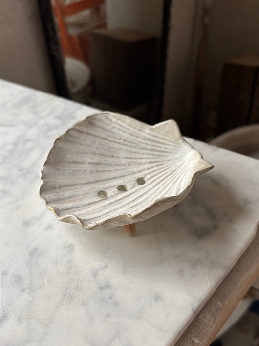 mydelniczki Ceramiczna Mydelniczka Handmade Muszelka Muszla Mleczno Biała