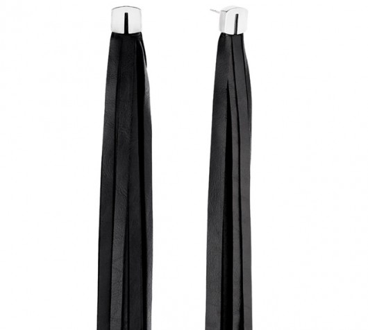 Long Tassel Leather Earrings in Silver Joccos Design