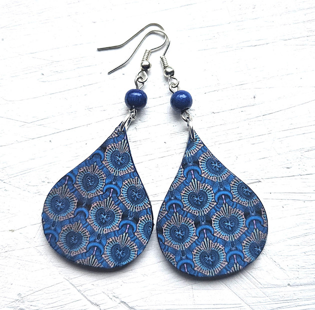 kolczyki drewniane Wielki błękit