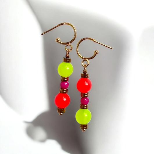 kolczyki z kamieniami Kolczyki : FLUO summer collection ::  asymetryczne