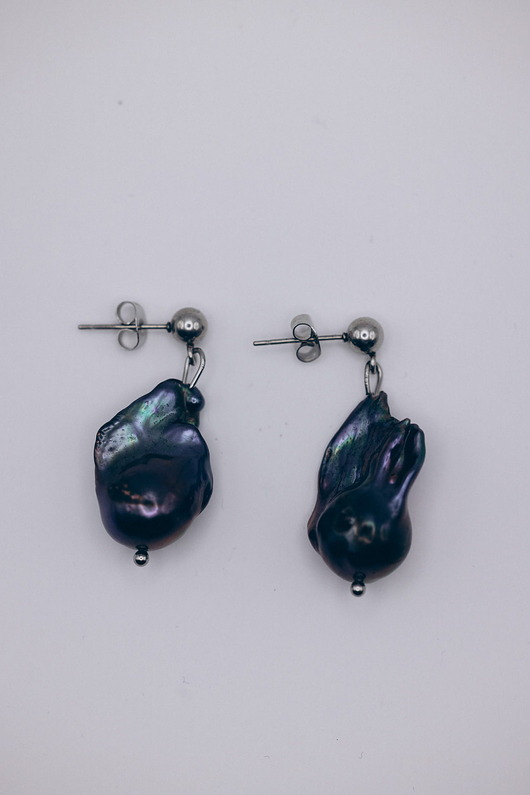 kolczyki z mosiądzu DEAR kolczyki perły baroque srebrne