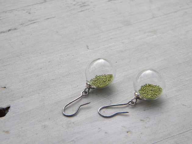 kolczyki wire wrapping Kulki metaliczne groszkowe    - kolczyki