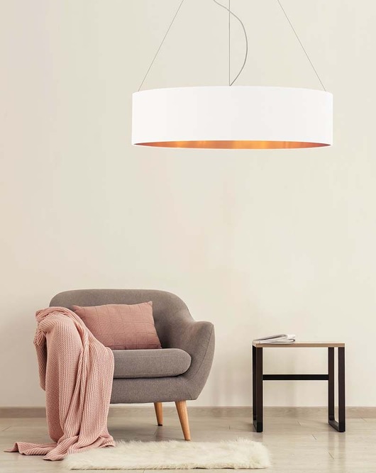 plafony Lampa wisząca z z dużym abażurem PORTO GOLD fi - 80 cm