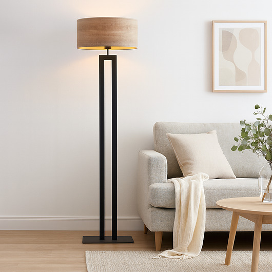 lampy podłogowe Czarna nowoczesna lampa podłogowa do czytania w salonie KALIFORNIA ECO