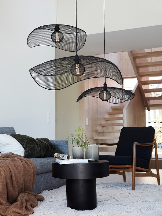 lampy wiszące Czarna lampa wisząca z metalowej siatki Vivi