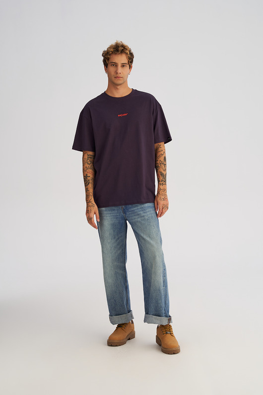 t-shirty męskie Koszulka męska REGULAR Say Less bakłażanowa