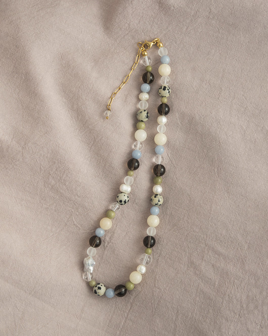 kolie Bąbelkowy naszyjnik z pereł naturalnych i kamieni