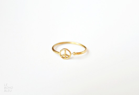 Raw Brass Peace Ring Le Boho Bleu