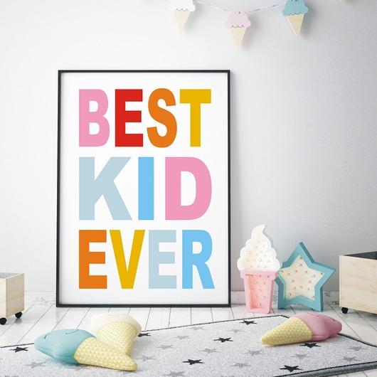 Plakat BEST KID EVER kolorowy TamTamTu