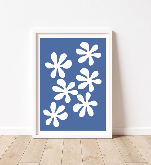 plakaty Plakat abstrakcyjny, motywy kwiatowe, niebieski