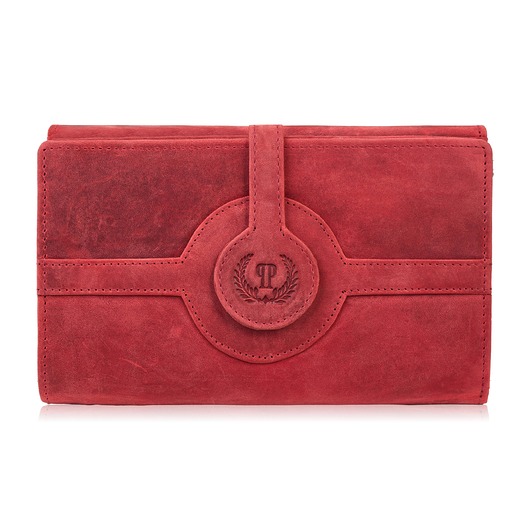 portfele damskie Portfel damski skórzany czerwony duży vintage poziomy Paolo Peruzzi T-134-HRD