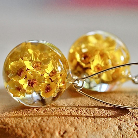 Kolczyki srebrne z żotym bukietem kwiatów 3 Grol Jewellery