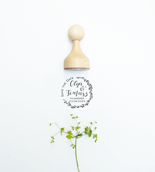 stemple Personalizowany drewniany stempel ślubny - save the date