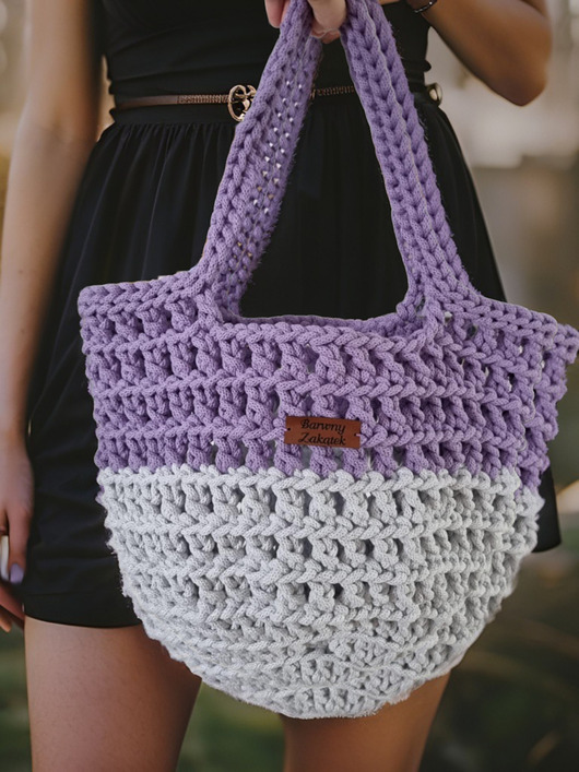 torby na ramię Ażurowa shopperka ze sznurka na szydełku handmade TSa01-02