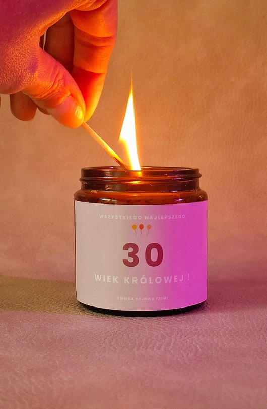 świece zapachowe Świeca sojowa na 30 urodziny, prezent handmade dla niej